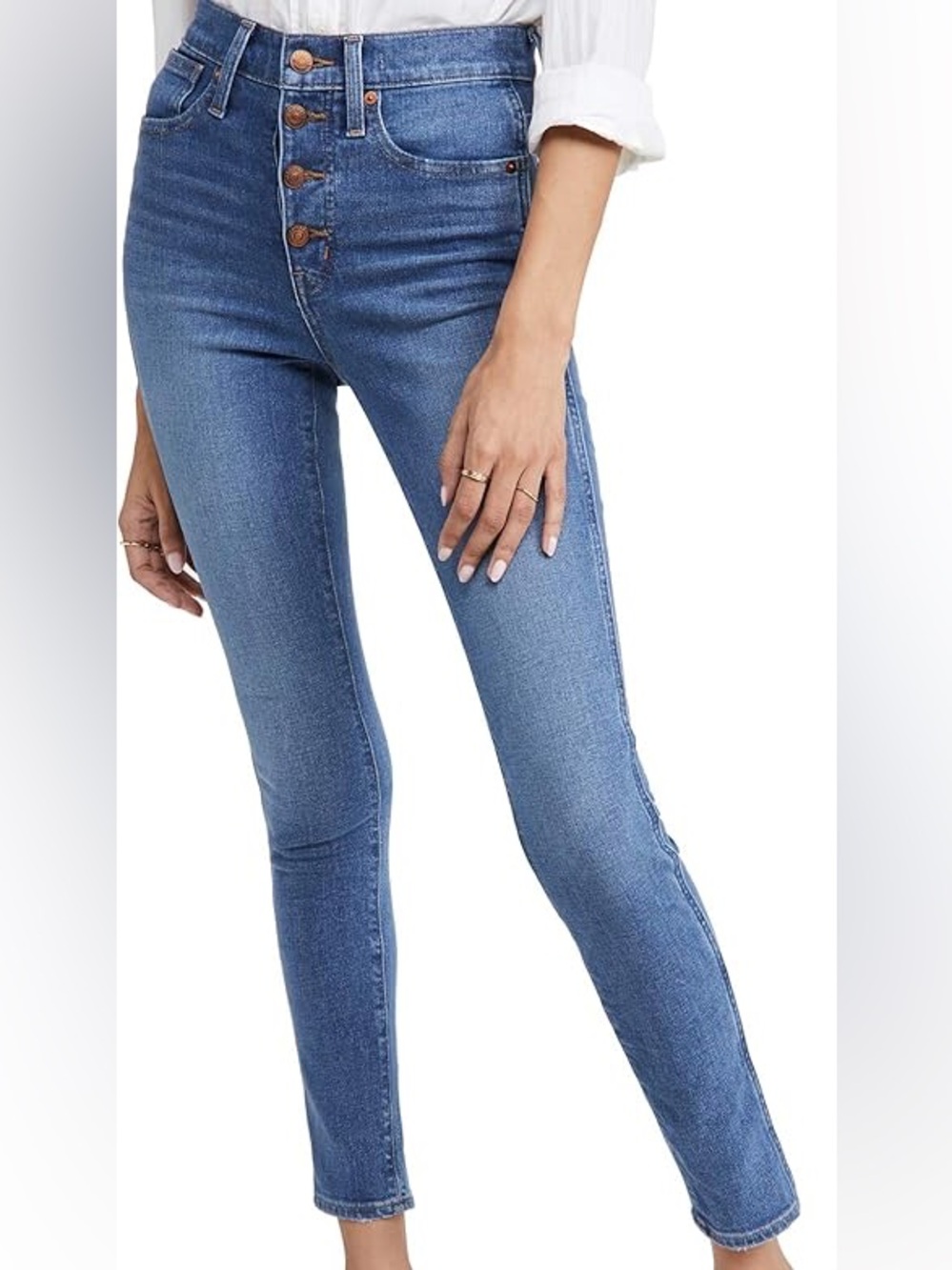 NWOT Madewell 10” high rise skinny jeans 27 PETITE Button up